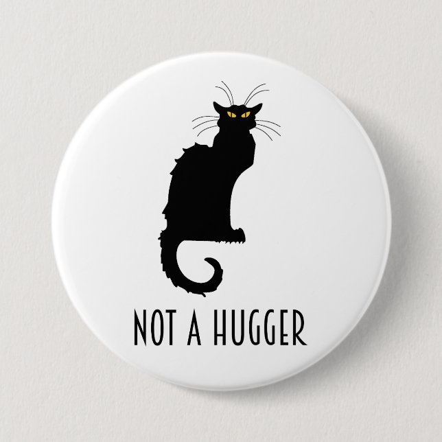 Not A Hugger Funny Introvert Antisocial Cat Button (Front)