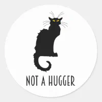 Not A Hugger Funny Introvert Antisocial Cat Classic Round Sticker