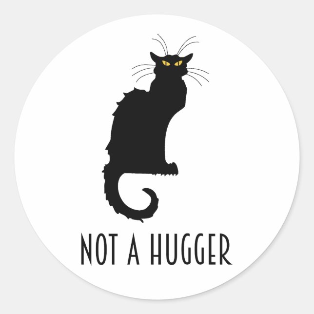 Not A Hugger Funny Introvert Antisocial Cat Classic Round Sticker (Front)