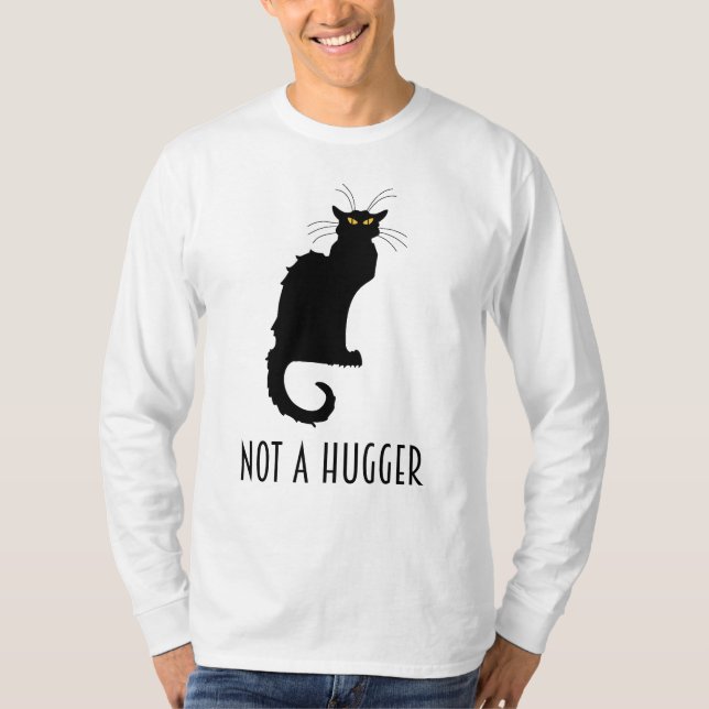 Not A Hugger Funny Introvert Antisocial Cat T-Shirt (Front)