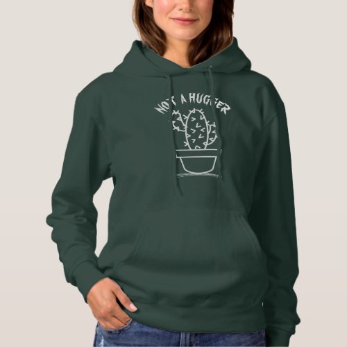 Not A Hugger Funny Sarcastic Vintage White Cactus Hoodie