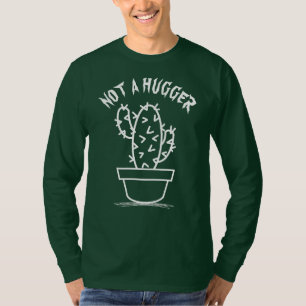 Not A Hugger Funny Sarcastic Vintage White Cactus T-Shirt