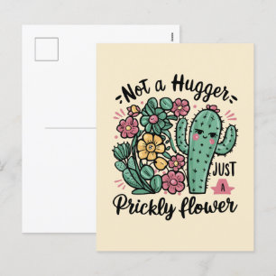 Not a Hugger Just a Prickly Flower Cute Cactus Fun Holiday Postcard