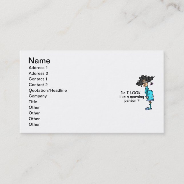 Not A Morning Person Business Card (Front)