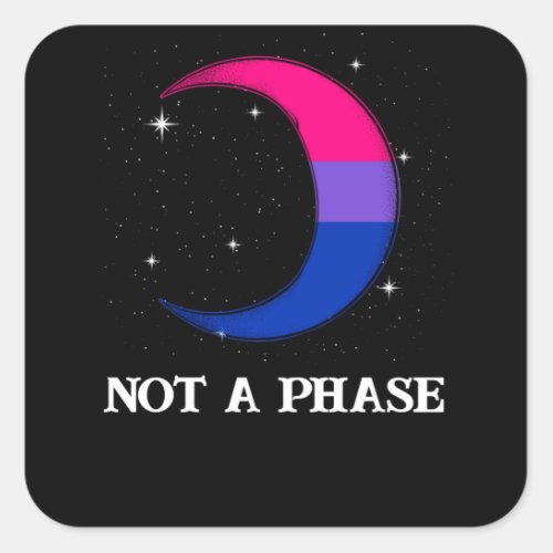 Not A Phase Bisexual LGBTQ Bi Pride Flag Moon Square Sticker