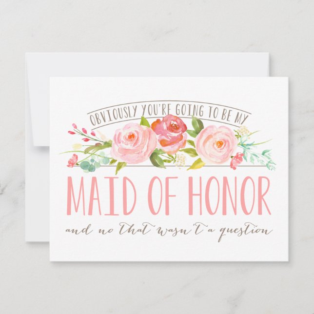 Not a Question, Maid Of Honor Rose Garden Invitation (Front)