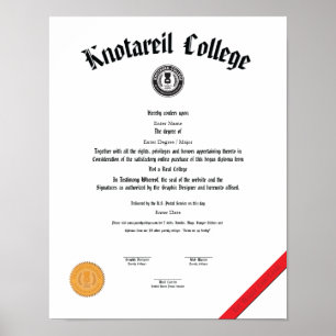 Not a Real College Diploma 11 X 14 Poster