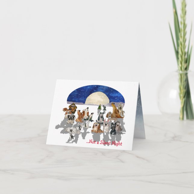 Not... a Silent Night Christmas Dogs Cartoon Card (Front)