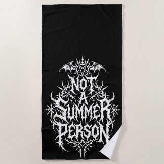 Not a Summer Person Black Metal Typography Beach Towel