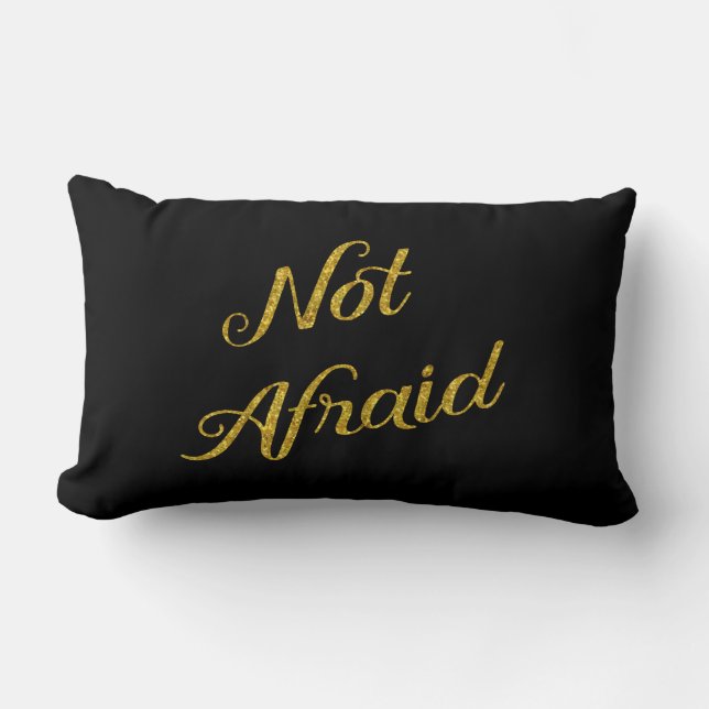 Not Afraid Gold Faux Glitter Metallic Sequins Lumbar Pillow (Front)