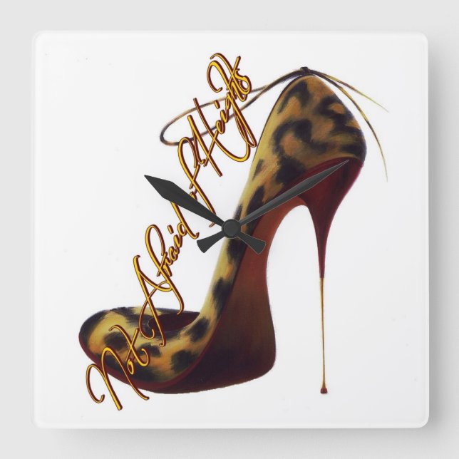 "Not Afraid of Heights" Tres Chic High Heel Design Square Wall Clock (Front)