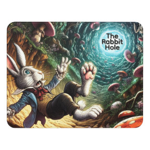 Not Again Falling Down The Rabbit Hole Computer  Door Sign