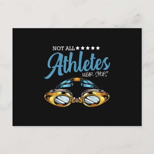 Not All Athletes Wear Shoes Funny Swimming Swimmer Invitation Postcard