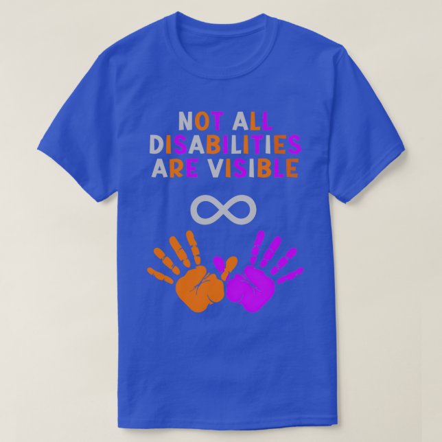 Not All Disabilities Are Visible Silver Orange Pur T-Shirt (Design Front)