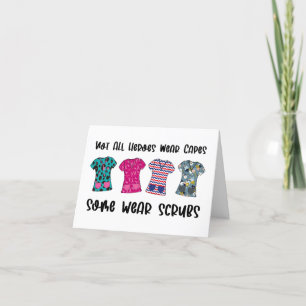 Not All Heroes Wear Capes Floral Scrubs Letterpress Thank You Card