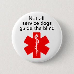 not all service dogs guide the blind medical alert pinback button