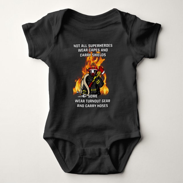 Not All Superheroes...Firefighter Baby Bodysuit (Front)
