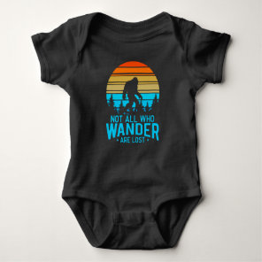 Not All Who Wander are Lost | Bigfoot Retro Design Baby Bodysuit