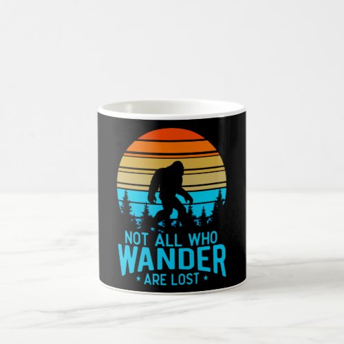 Not All Who Wander are Lost  Bigfoot Retro Design Coffee Mug