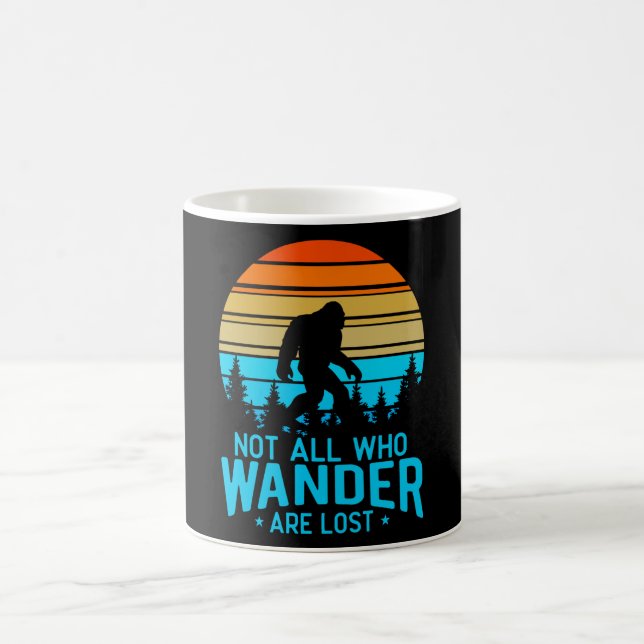 Not All Who Wander are Lost | Bigfoot Retro Design Coffee Mug (Center)