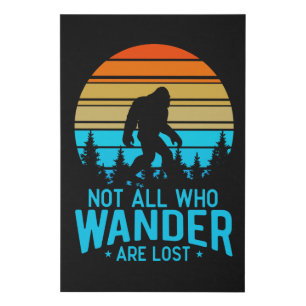 Not All Who Wander are Lost   Bigfoot Retro Design Faux Canvas Print
