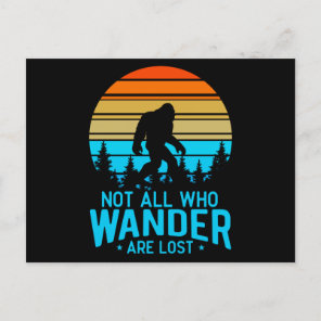 Not All Who Wander are Lost | Bigfoot Retro Design Postcard