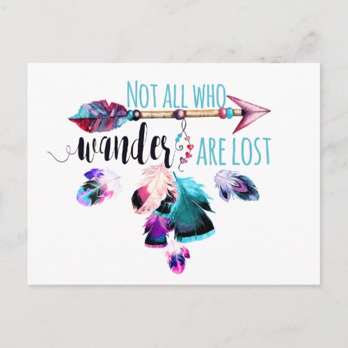 Not All Who Wander Are Lost Bohemian Wanderlust Postcard