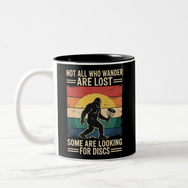 Not All Who Wander Are Lost Funny Disc Golf Disc  Two-Tone Coffee Mug (Left)