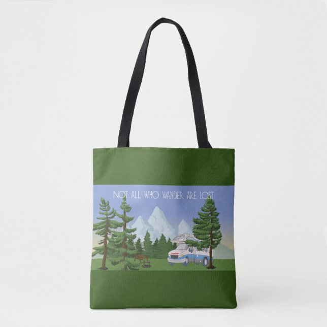 Not All Who Wander Are Lost - Green Tote Bag (Front)