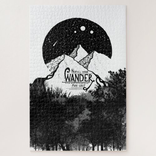 Not all who WANDER are lost illustration quote Jigsaw Puzzle