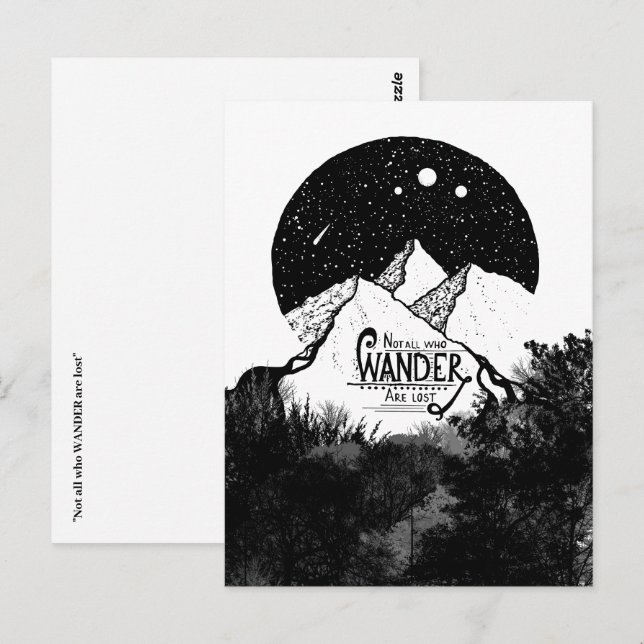 Not all who WANDER are lost illustration quote Postcard (Front/Back)