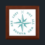 Not All Who Wander Are Lost Jewelry Box<br><div class="desc">Nautical symbol Compass rose vector Adventure travel concept Inspiration quote, motivational words, encouraging phrase, positive thinking Vacation logo Poster, greeting card, wall decal, t shirt print | Bigstock® - All Rights Reserved.</div>