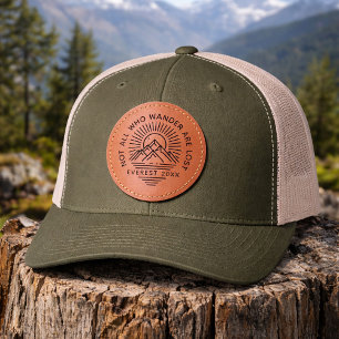 Not All Who Wander Are Lost Mountain Adventure Leather Patch Hat