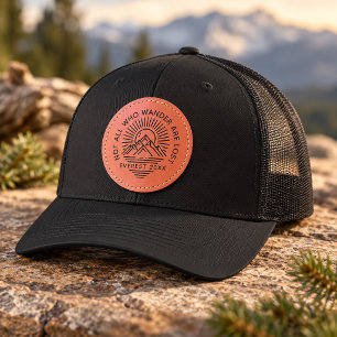 Not All Who Wander Are Lost Mountain Adventure Leather Patch Hat