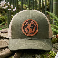 Not All Who Wander Are Lost Vintage Globe Leather Patch Hat