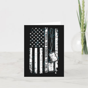 Not All Wounds Visible Military Tag Usa Flag Ptsd Card