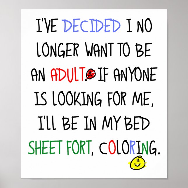 Not an Adult Funny Poster (Front)