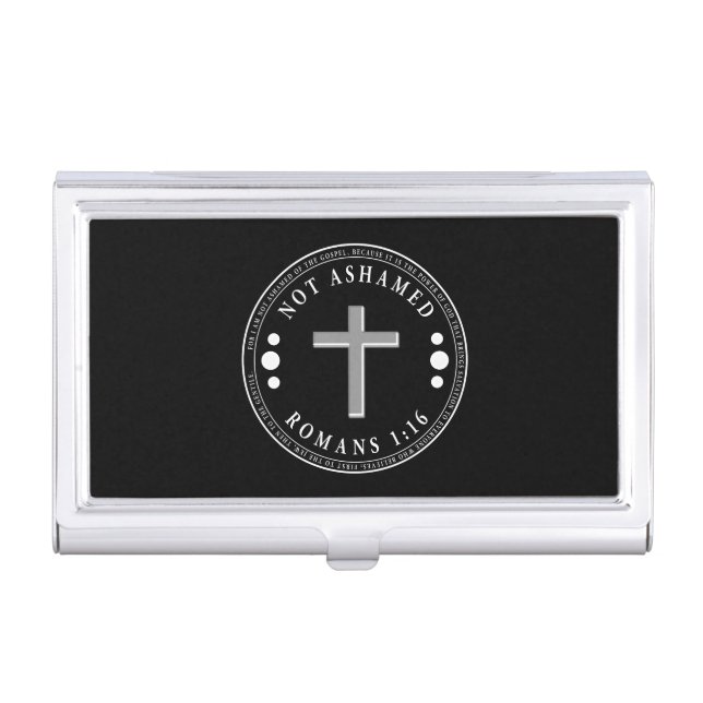 Not Ashamed of the Gospel Christian Verse Business Card Case (Front)