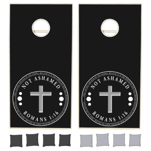 Not Ashamed of the Gospel Christian Verse Cornhole Set