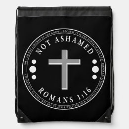 Not Ashamed of the Gospel Christian Verse Drawstring Bag
