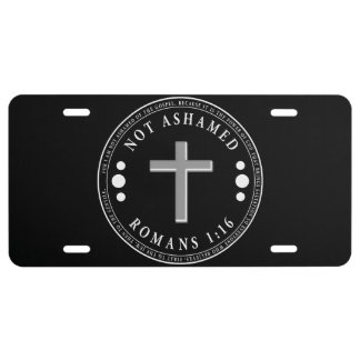 Not Ashamed of the Gospel Christian Verse License Plate