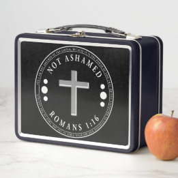 Not Ashamed of the Gospel Christian Verse Metal Lunch Box
