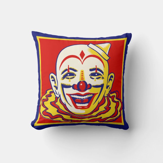 Not At All Frightening Circus Clown Throw Pillow (Front)