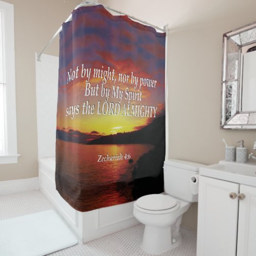 NOT BY MIGHT NOR POWER Christian  Shower Curtain