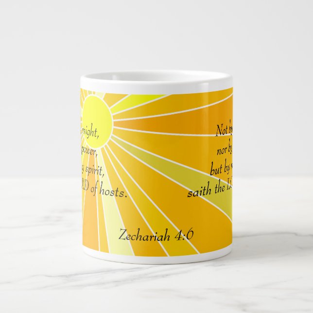 Not by Might or Power Sunshine Giant Coffee Mug (Front)