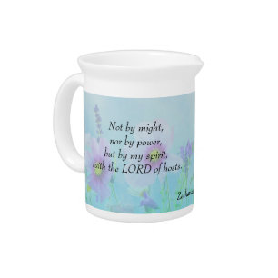 Not by Might - Zechariah 4:6 Beverage Pitcher