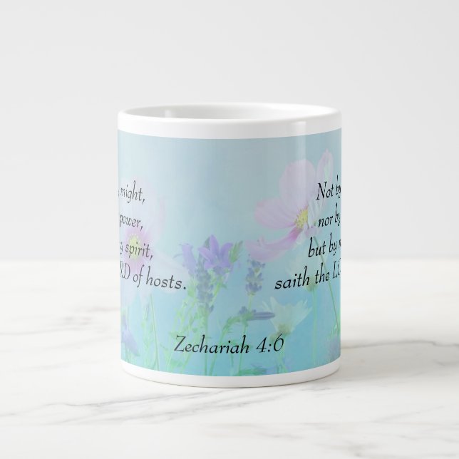 Not by Might - Zechariah 4:6 Giant Coffee Mug (Front)