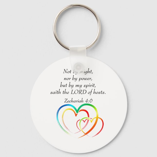 Not by Might - Zechariah 4:6  Keychain (Front)