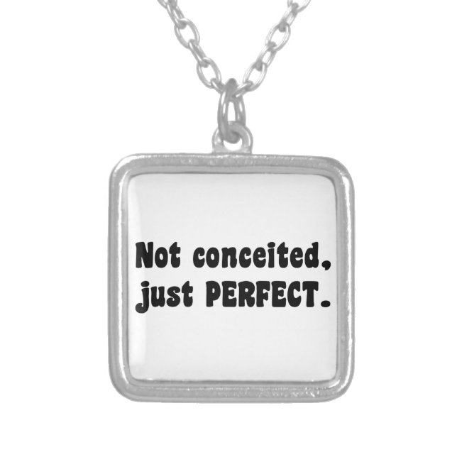 Not Conceited, Just Perfect Silver Plated Necklace (Front)