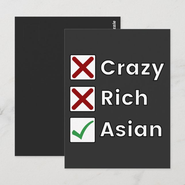 Not Crazy, Not Rich, Just Asian Postcard (Front/Back)